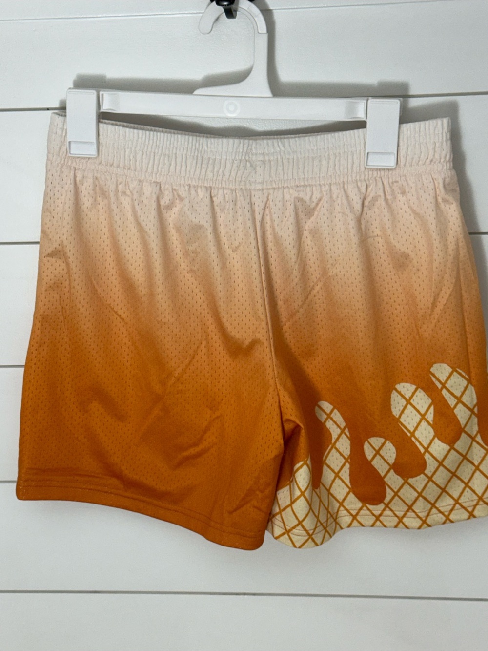 Kids Orange Ombre Athletic Shorts with White Graphic - Picture 7 of 8